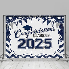 Aperturee - Indigo White Stripe Bokeh 2025 Grad Photo Booth Backdrop