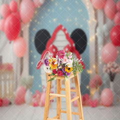 Aperturee - Indoor Blue White Wall Mouse Ears Cake Smash Backdrop