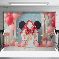 Aperturee - Indoor Blue White Wall Mouse Ears Cake Smash Backdrop