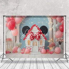 Aperturee - Indoor Blue White Wall Mouse Ears Cake Smash Backdrop