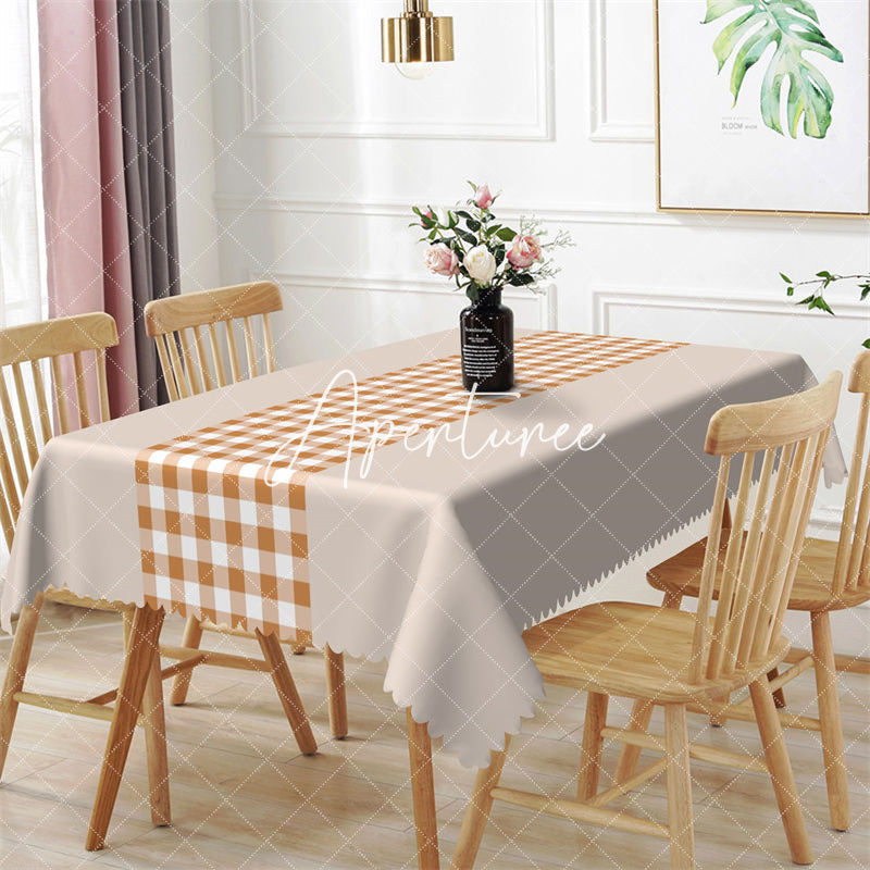 Aperturee - Indoor Checkered Bright Gray Rectangle Tablecloth