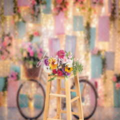 Aperturee - Indoor Light Sparkle Bike Floral Cake Smash Backdrop