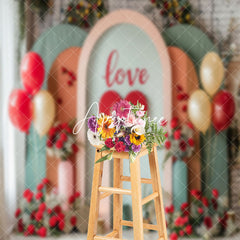 Aperturee - Indoor Modern Balloons Floral Love Wedding Backdrop