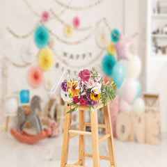 Aperturee - Indoor White Wall Toy Birthday Cake Smash Backdrop