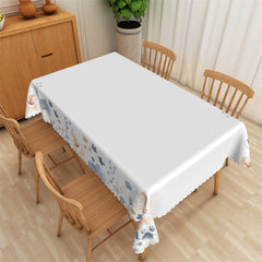 Aperturee - Ink Blue Yellow Floral White Rectangle Tablecloth