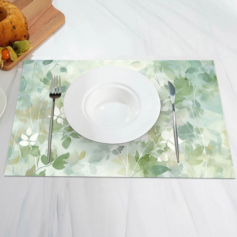 Aperturee - Ink Painting Greenery Vintage Set Of 4 Placemats