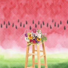 Aperturee - Ink Painting Watermelon Pattern Cake Smash Backdrop