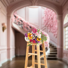 Aperturee - Interior Pink Anthemy Staircase Photography Backdrop