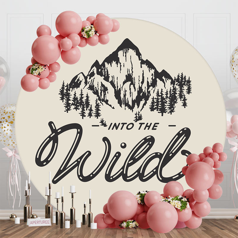 Aperturee - Into The Wild Forest Mountain Round Birthday Backdrop