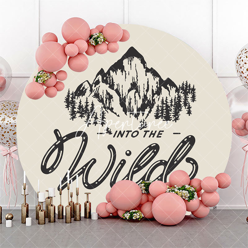 Aperturee - Into The Wild Forest Mountain Round Birthday Backdrop