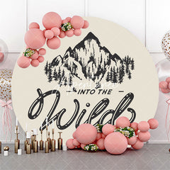 Aperturee - Into The Wild Forest Mountain Round Birthday Backdrop