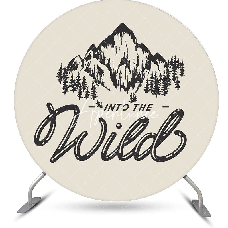 Aperturee - Into The Wild Forest Mountain Round Birthday Backdrop