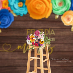 Aperturee - Iridescent Floral Wooden Mothers Day Party Backdrop