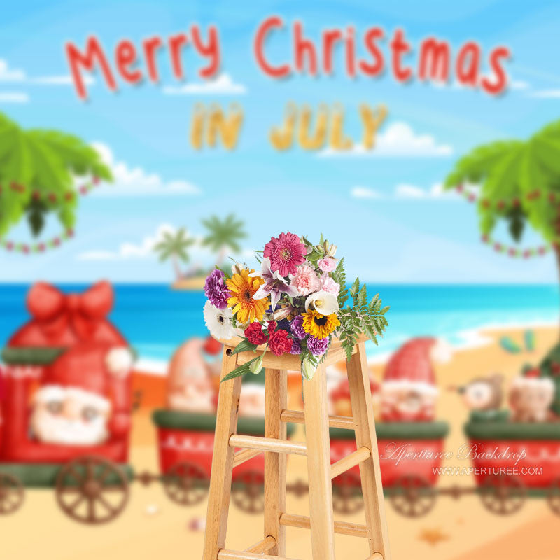 Aperturee - Island Blue Sky Beach Christmas In July Backdrop