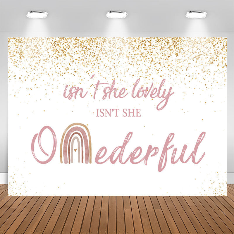 Aperturee - Isnt She Onederful Pink and Gold 1St Birthday Backdrop