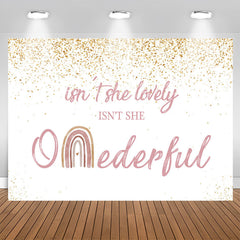 Aperturee - Isnt She Onederful Pink and Gold 1St Birthday Backdrop