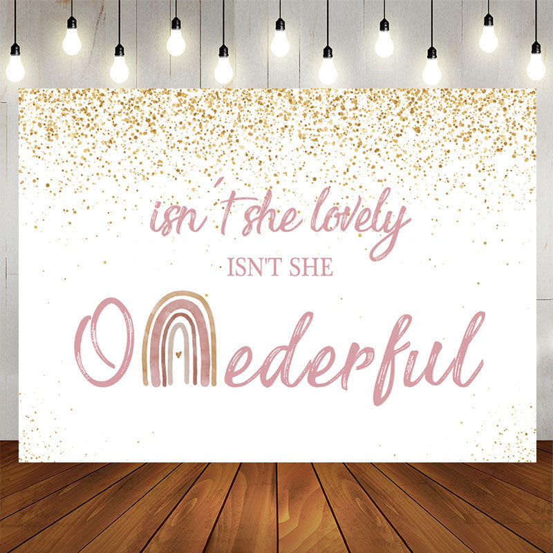 Aperturee - Isnt She Onederful Pink and Gold 1St Birthday Backdrop