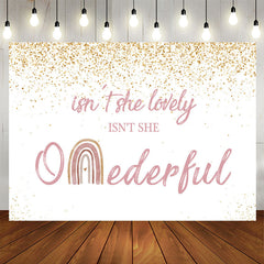 Aperturee - Isnt She Onederful Pink and Gold 1St Birthday Backdrop