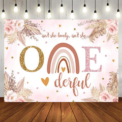 Aperturee - Isnt She Onederful Rainbow Theme Happy Birthday Backdrop