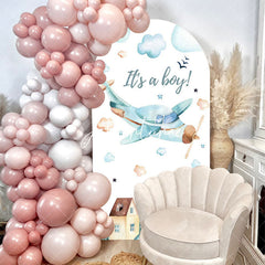 Aperturee - Its A Boy Airplane Cloud Baby Shower Arch Backdrop