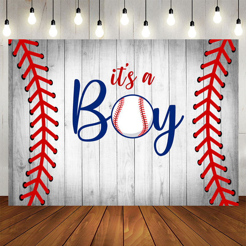 Aperturee - Its A Boy Baseball Theme Cute Baby Shower Backdrop