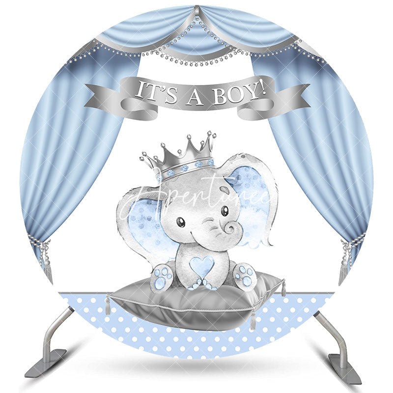 Aperturee Its A Boy Blue And Silver Elephant Baby Shower Backdrop