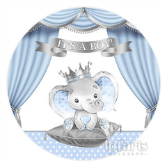 Aperturee Its A Boy Blue And Silver Elephant Baby Shower Backdrop