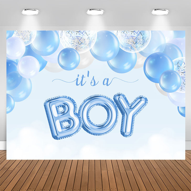 Aperturee - Its A Boy Blue Balloons Theme Baby Shower Backdrop