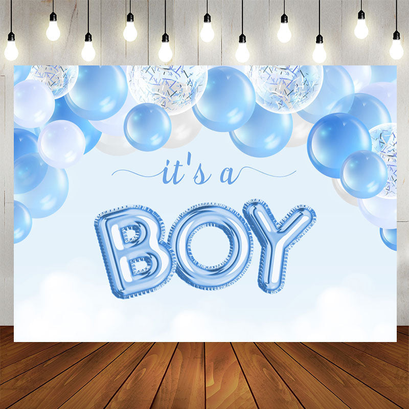 Aperturee - Its A Boy Blue Balloons Theme Baby Shower Backdrop