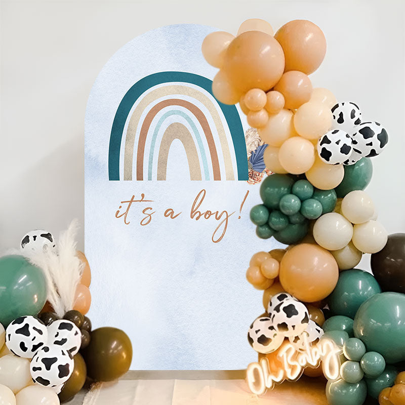 Aperturee - Its A Boy Boho Rainbow Double Sided Arch Backdrop