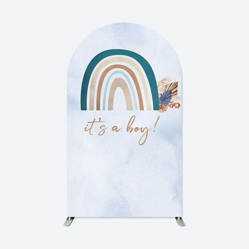 Aperturee - Its A Boy Boho Rainbow Double Sided Arch Backdrop