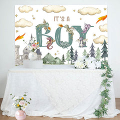 Aperturee - Its A Boy Castle Forest Magic Baby Shower Backdrop