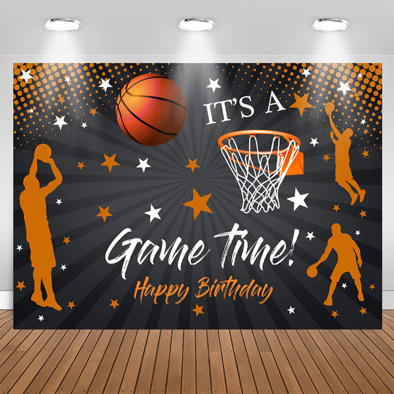 Aperturee - Its A Game Time Basketball Happy Birthday Backdrop