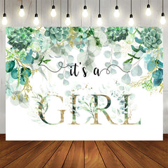 Aperturee - Its A Girl Green Garden Baby Shower Backdrop For Party