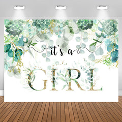 Aperturee - Its A Girl Green Garden Baby Shower Backdrop For Party