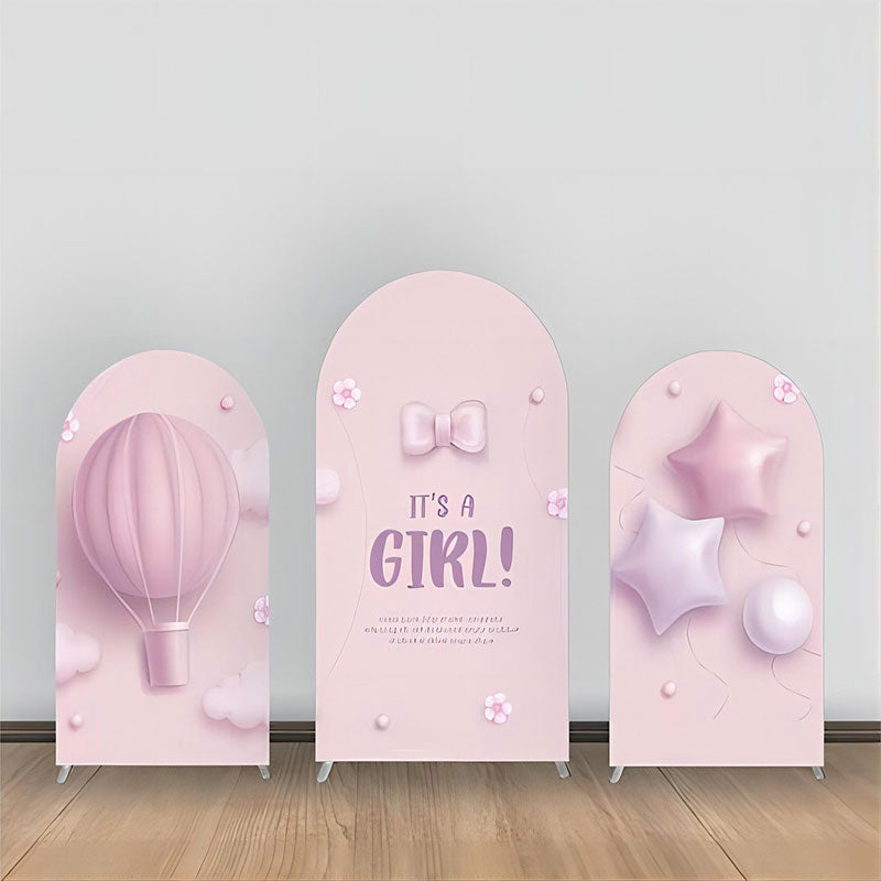 Aperturee - Its A Girl Hot Air Balloon Party Arch Bakcdrop Kit