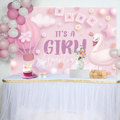 Aperturee - Its A Girl Pink Cloud Swan Gender Reveal Backdrop