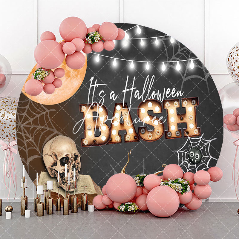 Aperturee Its A Halloween Bash Pumpkin Bone Web Round Backdrop