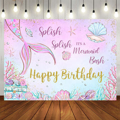 Aperturee - Its A Mermaid Sea Theme Happy Birthday Backdrop