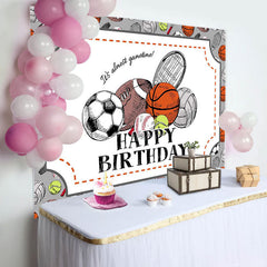 Aperturee - Its Almost Game Time Sport Balls Birthday Backdrop