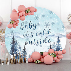 Aperturee Its Cold Outside Snow Round Baby Shower Backdrop