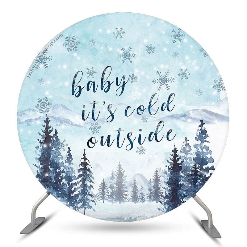 Aperturee Its Cold Outside Snow Round Baby Shower Backdrop