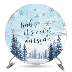 Aperturee Its Cold Outside Snow Round Baby Shower Backdrop