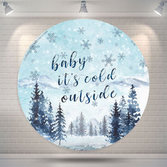 Aperturee Its Cold Outside Snow Round Baby Shower Backdrop