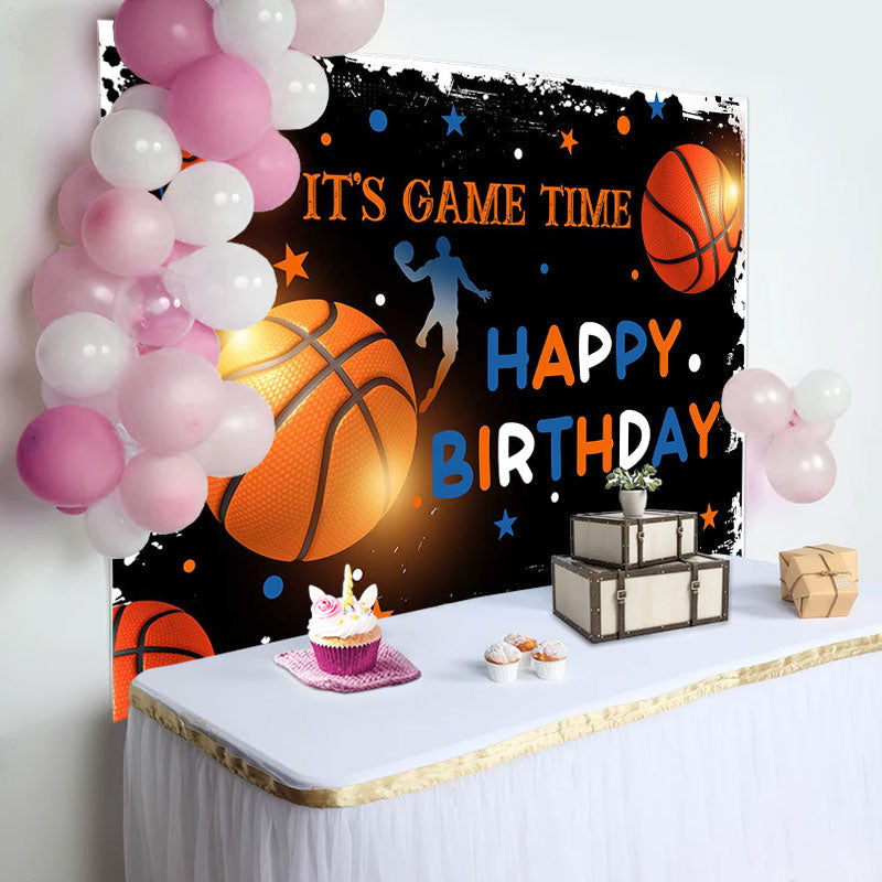 Aperturee - Its Game Time Basketball Sports Birthday Backdrop