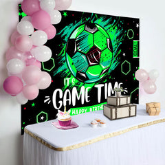 Aperturee - Its Game Time Football Black Green Birthday Backdrop