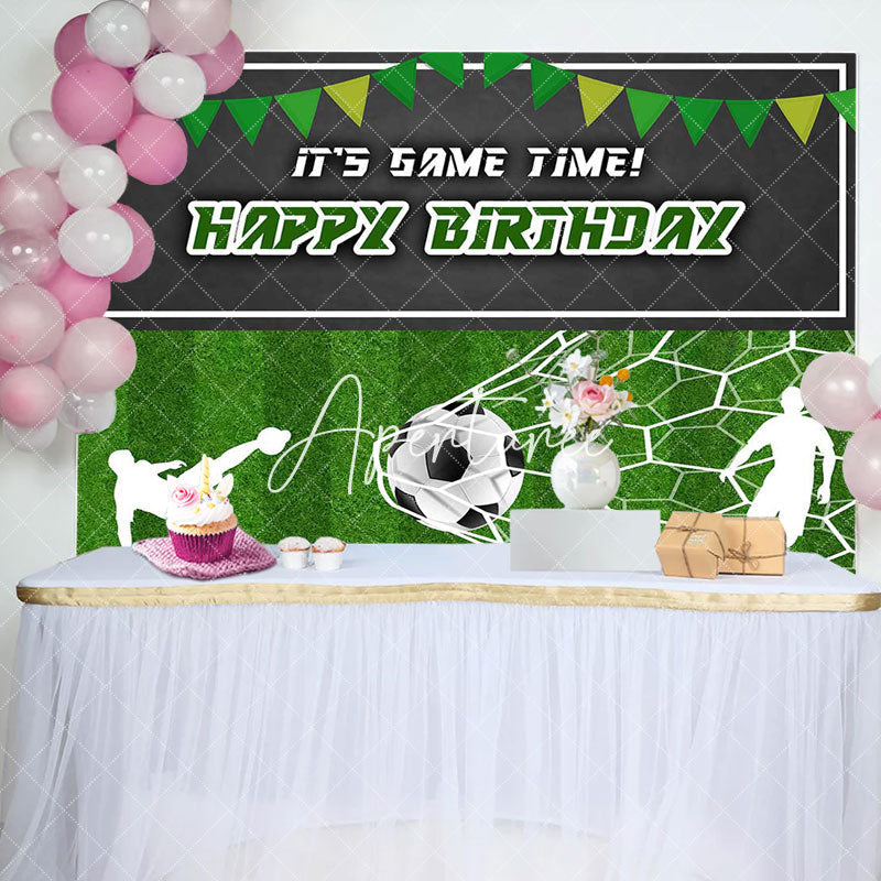 Aperturee - Its Game Time Football Field Happy Birthday Backdrop