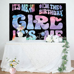 Aperturee - Its Me Girl Floral Gradient Black Birthday Backdrop