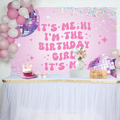 Aperturee - Its Me Purple Light Ball Birthday Backdrop For Girl