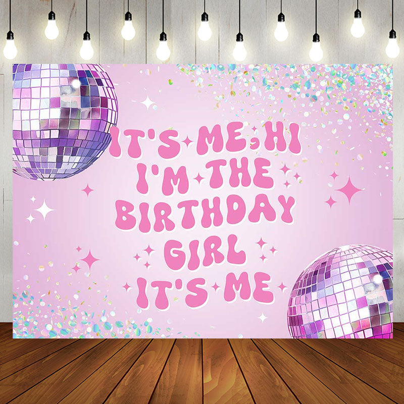 Aperturee - Its Me Purple Light Ball Birthday Backdrop For Girl